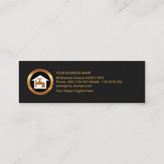 シンプルな水低下の特別な金ゴールドの管の配管 スキニー名刺 (裏面)