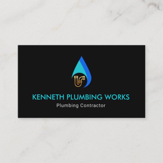 シンプルな水低下の特別な金ゴールドの管の配管 名刺 (正面)