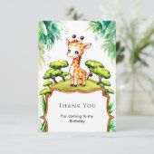 シンプルな水彩のキリン誕生日 サンキューカード (スタンド正面)