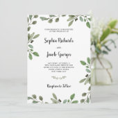 シンプルな水彩のグリーン | エレガントなウェディング 招待状 (スタンド正面)