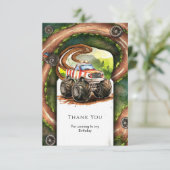 シンプルな水彩のモンスター トラックの誕生日 サンキューカード (スタンド正面)
