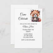 シンプルな水彩のレッサーパンダ　ベイビーシャワー 招待状 (正面/裏面)