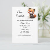 シンプルな水彩のレッサーパンダ ベビーシャワー 招待状 (スタンド正面)