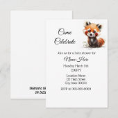 シンプルな水彩のレッサーパンダ ベビーシャワー 招待状 (正面/裏面)