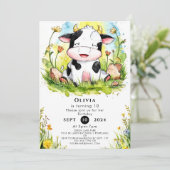 シンプルな水彩の牛の誕生日 招待状 (スタンド正面)
