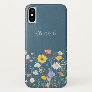 シンプルな水彩の野生の花のデザインが素朴でおしゃれ iPhone X ケース