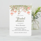 シンプルな水彩の野生の花の花束 ブライダルシャワー 招待状 (スタンド正面)