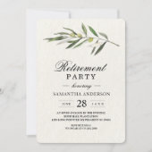 シンプルな水彩オリーブグリーンの枝 招待状 (正面)