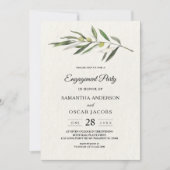 シンプルな水彩オリーブグリーンの枝 招待状 (正面)