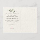 シンプルな水彩オリーブグリーンの枝 案内ポストカード (裏面)