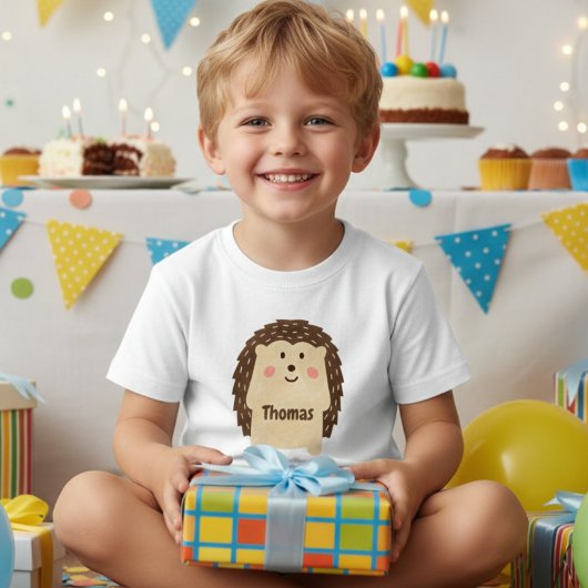 シンプルな水彩タッチのハリネズミカスタム トドラーTシャツ