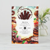 シンプルな水彩チョコレートの誕生日 招待状 (スタンド正面)