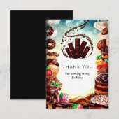 シンプルな水彩チョコレート誕生日 サンキューカード (正面/裏面)