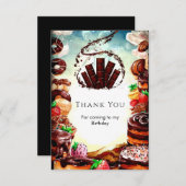 シンプルな水彩チョコレート誕生日 サンキューカード (正面/裏面)