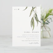 シンプルな水彩ユーカリ植物の結婚式 招待状 (スタンド正面)