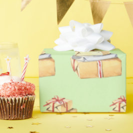 シンプルな水彩冬のホリデーギフト ライトグリーン ラッピングペーパー