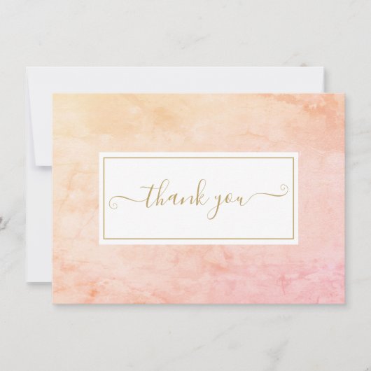 シンプルな水彩大理石ゴールドスクリプト サンキューカード (正面)