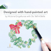 シンプルな水彩植物のリースがあしらわれたクリスマスカード シーズンカード