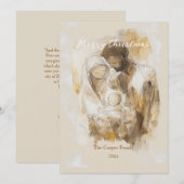 シンプルな水彩画のキリストの降誕シーン シーズンカード (正面/裏面)