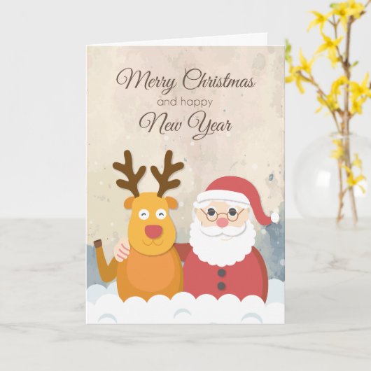 シンプルな水彩画のクリスマスの休日の挨拶状 カード (黄色い花)