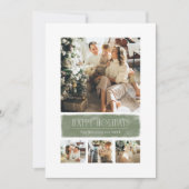 シンプルな水彩画のセージグリーンのホリデーコラージュ シーズンカード (正面)