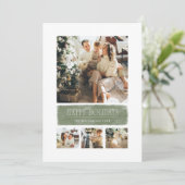 シンプルな水彩画のセージグリーンのホリデーコラージュ シーズンカード (スタンド正面)