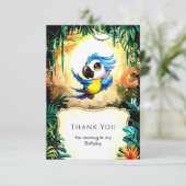 シンプルな水彩画のパラオット誕生日 サンキューカード (スタンド正面)