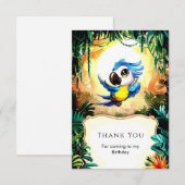 シンプルな水彩画のパラオット誕生日 サンキューカード (正面/裏面)