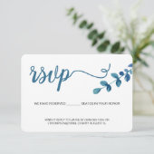 シンプルな水彩画のユーカリの出欠確認カード(郵送不要) 出欠カード (スタンド正面)