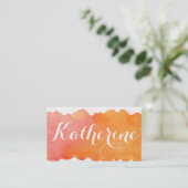 シンプルな水彩画の洗浄効果の日没のオレンジ 名刺 (スタンド正面)