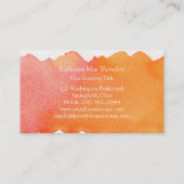 シンプルな水彩画の洗浄効果の日没のオレンジ 名刺 (裏面)