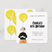 シンプルな水彩画の男の子の誕生日招待状 招待状 (正面/裏面)