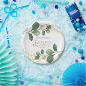 シンプルな水彩画の緑の草木の植物のベビーシャワー ペーパープレート (パーティー)