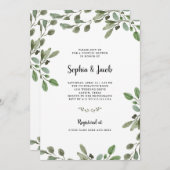 シンプルな水彩画の緑の草木|のカップルのシャワー 招待状 (正面/裏面)
