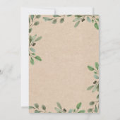 シンプルな水彩画の緑の草木|クラフトの写真の結婚式 招待状 (裏面)