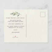 シンプルな水彩 オリーブグリーンの枝 案内ポストカード (裏面)