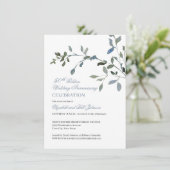 シンプルな水彩 ブルー 50周年 結婚記念日 招待状 (スタンド正面)