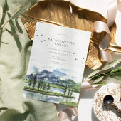 シンプルな水彩 湖畔の独身最後の夜 招待状