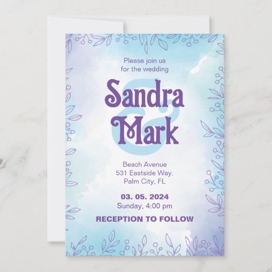 シンプルな水彩 結婚式招待状 招待状 (正面)