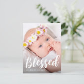 シンプルな洗礼感謝状 クロス写真付き ポストカード (スタンド正面)