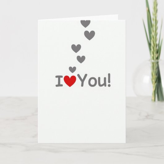 シンプルな浮かぶハートのI Love Youカード カード (正面)