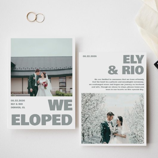 シンプルな海の写真で結婚発表カード 「私たちは内緒で結婚しました」 案内状