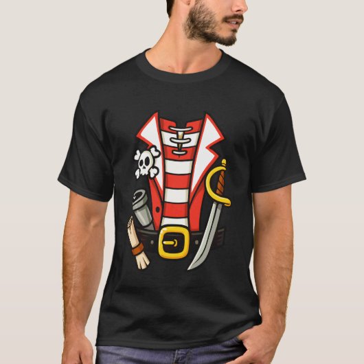 シンプルな海賊のハロウィンコスチューム宝の地図剣 Tシャツ (正面)