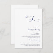 シンプルな海軍モノグラムのリハーサルの夕食の招待状 招待状 (正面/裏面)