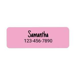 シンプルな淡いピンクとブラックの名前と電話番号ラベル ラベル