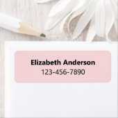 シンプルな淡いピンク＆ブラック名前ボールド＆電話番号 ラベル (インサイチュ)