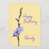 シンプルな淡紫色のサンオーキッド お誕生日おめでとう 招待状 (正面/裏面)