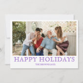 シンプルな深いアメジスト色の家族写真ホリデーカード シーズンカード (正面)