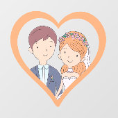 シンプルな漫画風の夫婦イラスト ウェディング  ウィンドウサイン (シート)