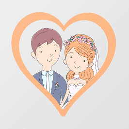シンプルな漫画風の夫婦イラスト ウェディング  ウィンドウサイン